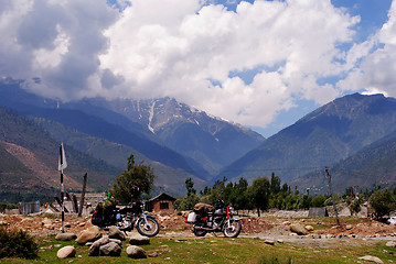 Image showing Bikes and Himalayas