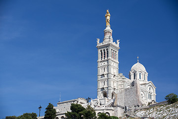 Image showing Famous Notre-Dame-de-la-Garde on the hill in Marseille