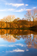 Image showing Autumn reflection on the Berounka river