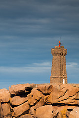 Image showing The lighthouse on the granite coast 