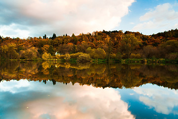 Image showing On the autumn river