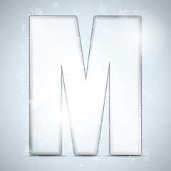 Image showing Alphabet Glass Shiny with Sparkles on Background Letter M