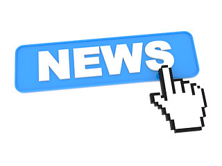 Image showing Hand-Shaped Mouse Cursor Press News Button.