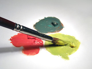 Image showing Paint brush and oil colors