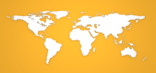 Image showing 3D World Map on Orange Background.