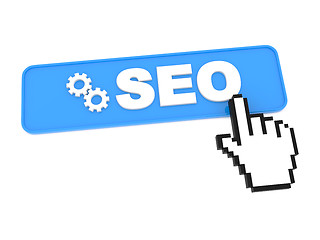 Image showing Search Engine Optimization Button and Hand Cursor.
