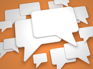 Image showing Blank Speech Bubble on Orange Background.