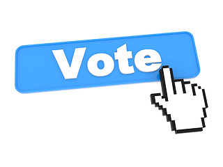 Image showing Blue Vote Button or Switch on White Background.