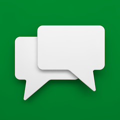 Image showing Blank Speech Bubble on Green Background.
