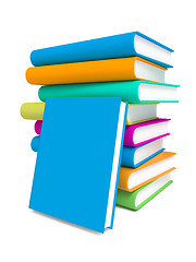 Image showing Stack of Colorful Books on White Background.