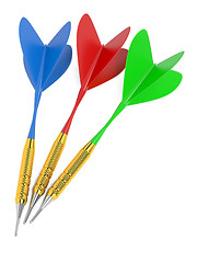 Image showing Set of darts. Isolated on White.