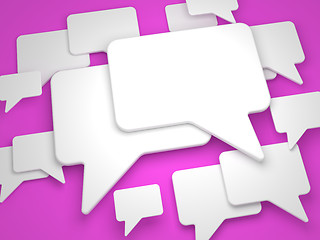 Image showing Blank Speech Bubble on Lilac Background.