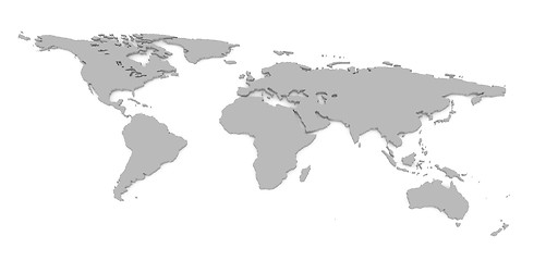 Image showing 3D World Map on White Background.