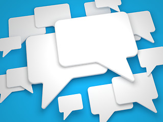 Image showing Blank Speech Bubble on Blue Background.