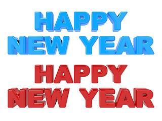 Image showing Happy New Year, 3D Text Red and Blue.
