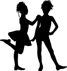 Image showing Happy silhouettes children