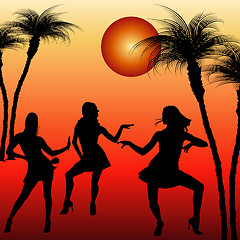 Image showing Silhouettes of dancing women