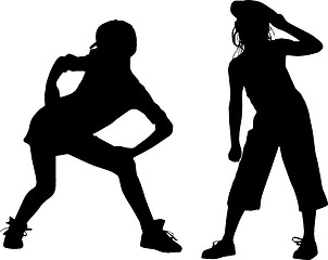 Image showing Happy silhouettes children