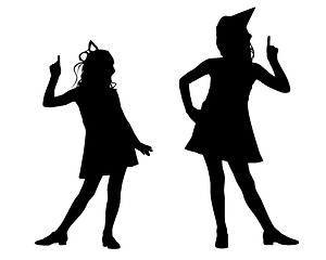 Image showing Silhouettes of happy children