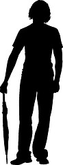 Image showing Silhouette of man whit umbrella