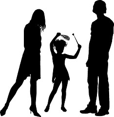 Image showing Silhouettes of happy family