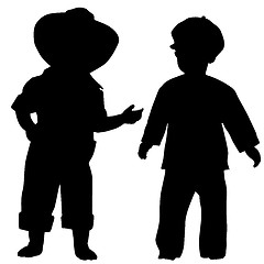 Image showing Silhouettes of kids