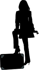 Image showing Silhouette of a woman traveling