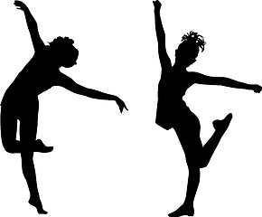 Image showing Dancing silhouettes children