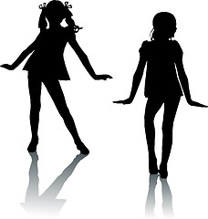 Image showing Dancing silhouettes children