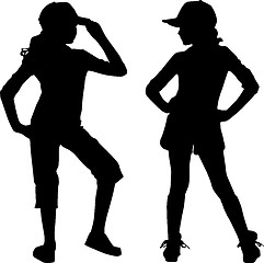 Image showing Silhouettes enjoy girls