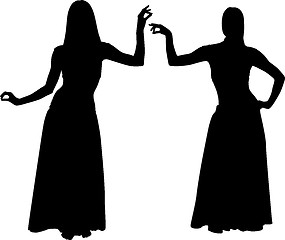 Image showing Silhouettes of women dancing belly