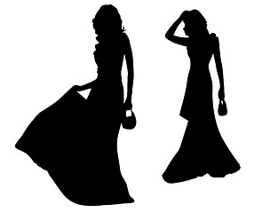 Image showing Fashion silhouettes of girls