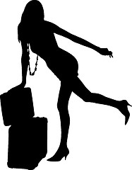Image showing Silhouette of a woman traveling