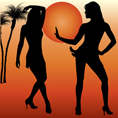 Image showing Silhouettes of dancing women