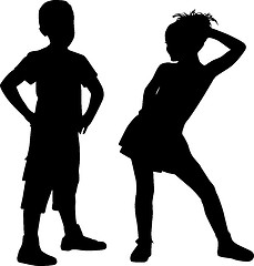 Image showing Happy silhouettes children