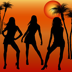 Image showing Silhouettes of dancing women