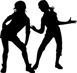 Image showing Happy silhouettes children