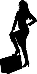 Image showing Silhouette of a woman traveling