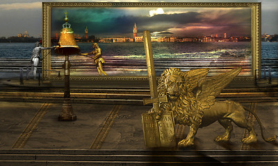 Image showing The golden Leo in alternative earth