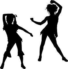 Image showing Dancing silhouettes children