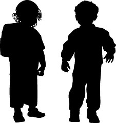 Image showing Silhouettes of kids