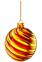 Image showing Christmas-tree ball with gold and red spiral