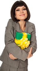 Image showing green box with yellow bow as a gift