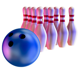 Image showing Bowling ball crashing into the skittles