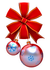 Image showing christmas balls with red bow