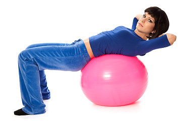 Image showing Exercises on a gymnastic ball