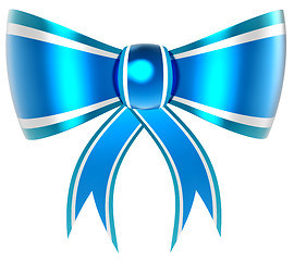 Image showing blue with silver gift bow