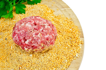 Image showing Cutlet homemade on a round board