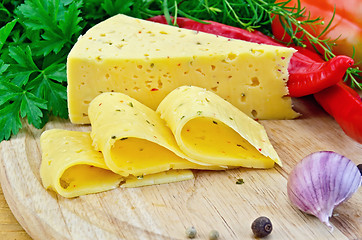 Image showing Cheese with spices and herbs