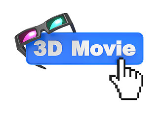 Image showing Web Button with Cursor and Anaglyph Glasses.